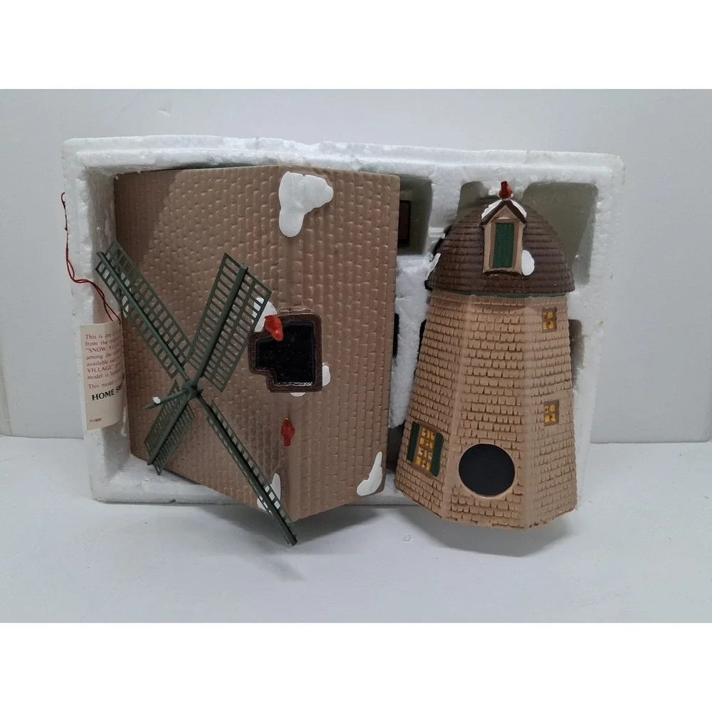 Dept 56 Snow Village Home Sweet Home House And Windmill Lighted W/Box Christmas